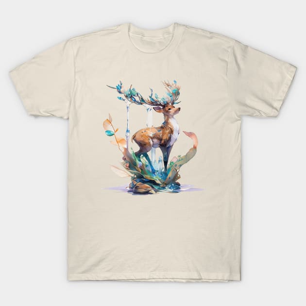 Watercolor deer, forest spirit T-Shirt by etherElric